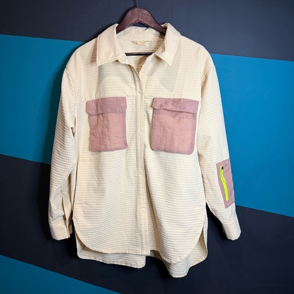 Lululemon Grid Fleece Hiking Overshirt Prosecco / Pink Clay size 18 - Picture 4 of 14